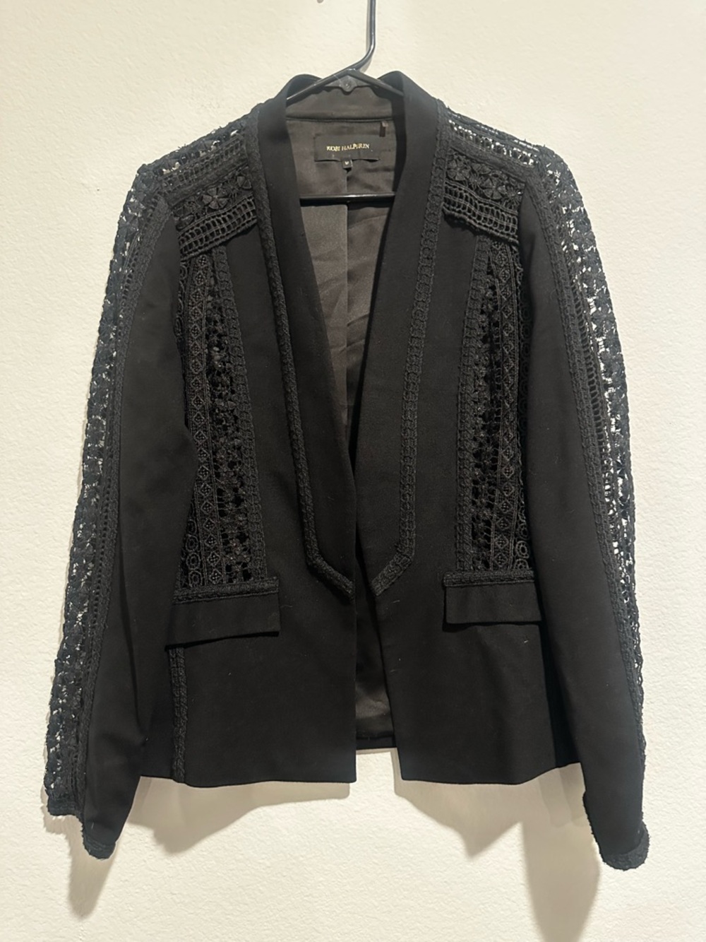 Kobi Halperin Black Lace-Panel Blazer Jacket